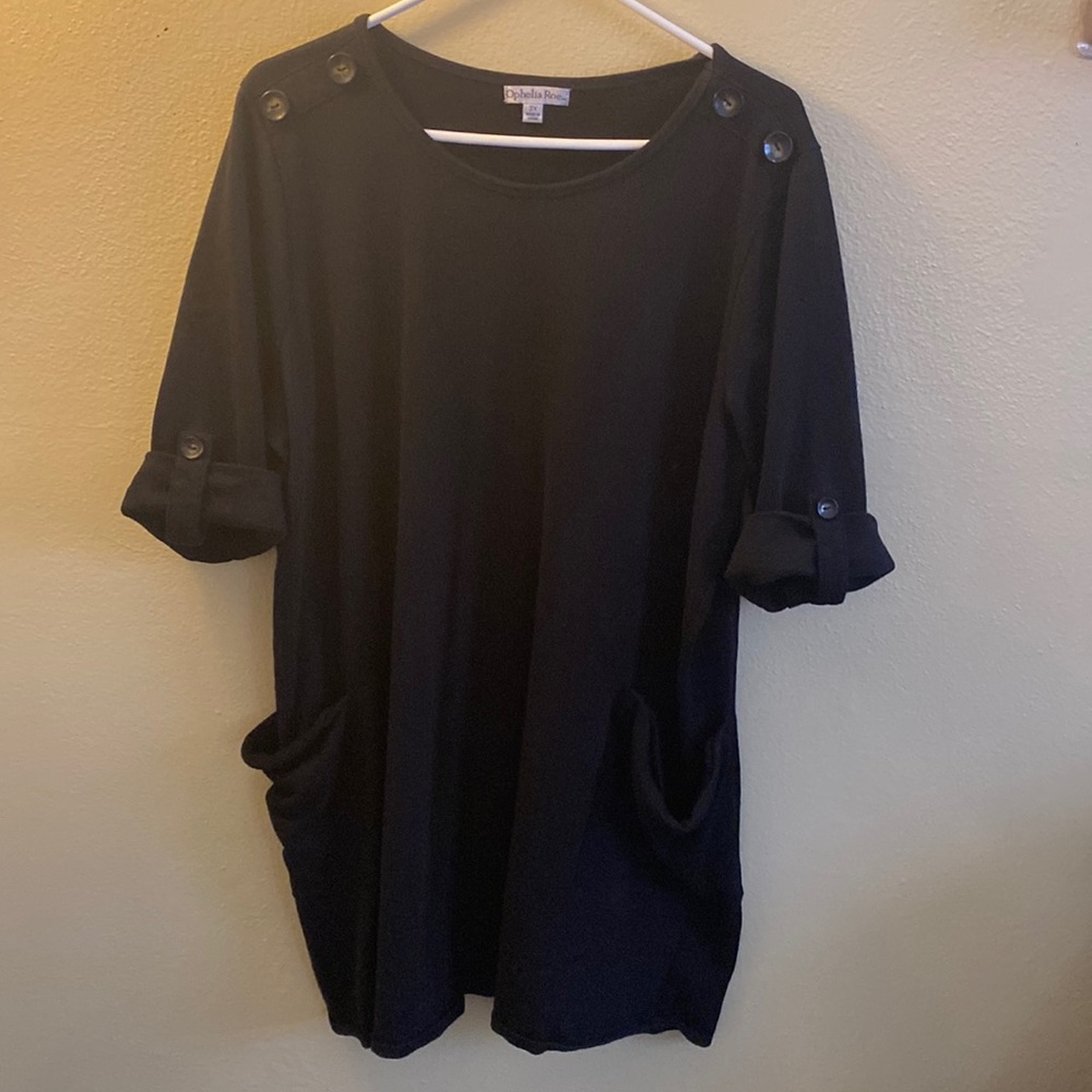 Plus size black soft tunic top